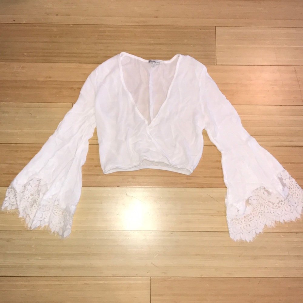White Bell Sleeve Crop Top